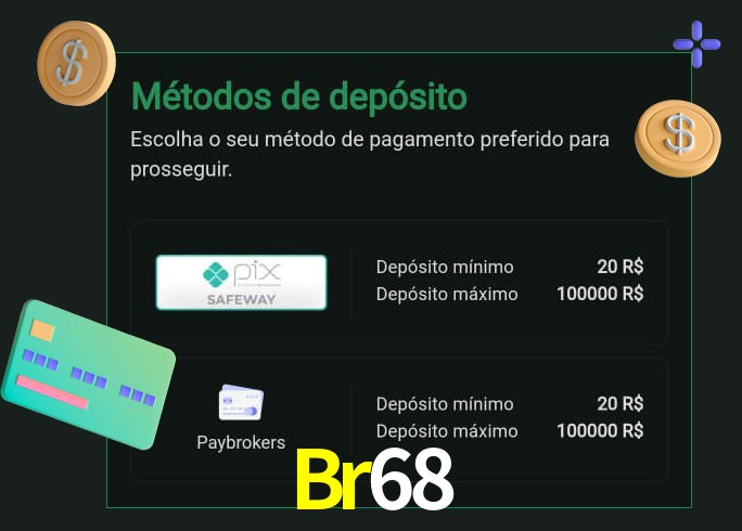 O cassino Br68 oferece uma grande variedade de métodos de pagamento